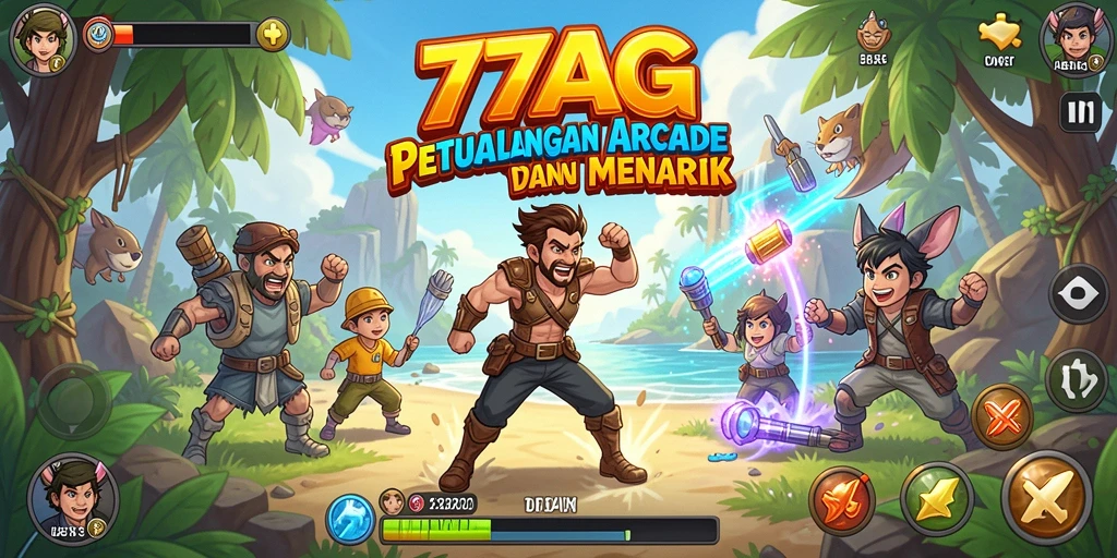 Screenshot utama 77AG menampilkan aksi gameplay arcade yang seru.