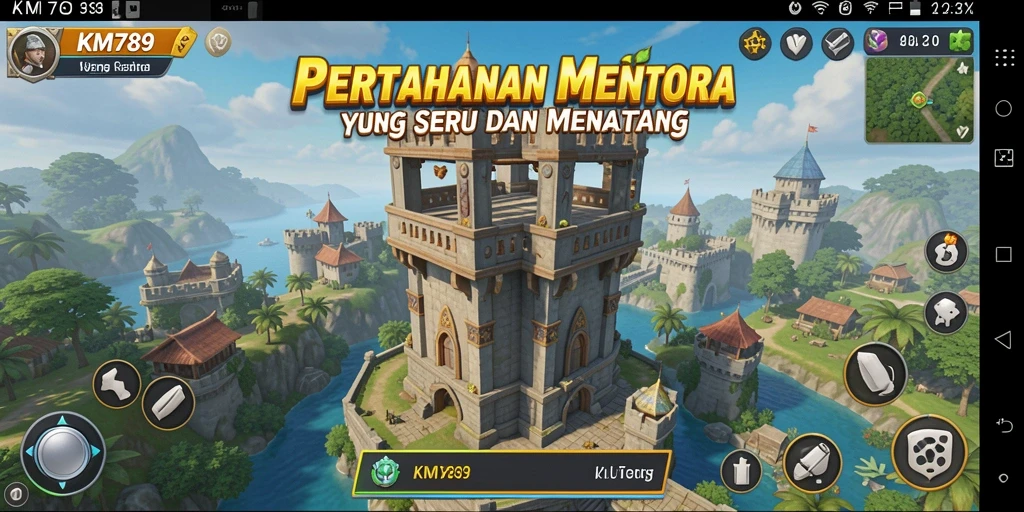 Tangkapan layar KM789 menunjukkan aksi pertempuran Tower Defense yang mendebarkan.