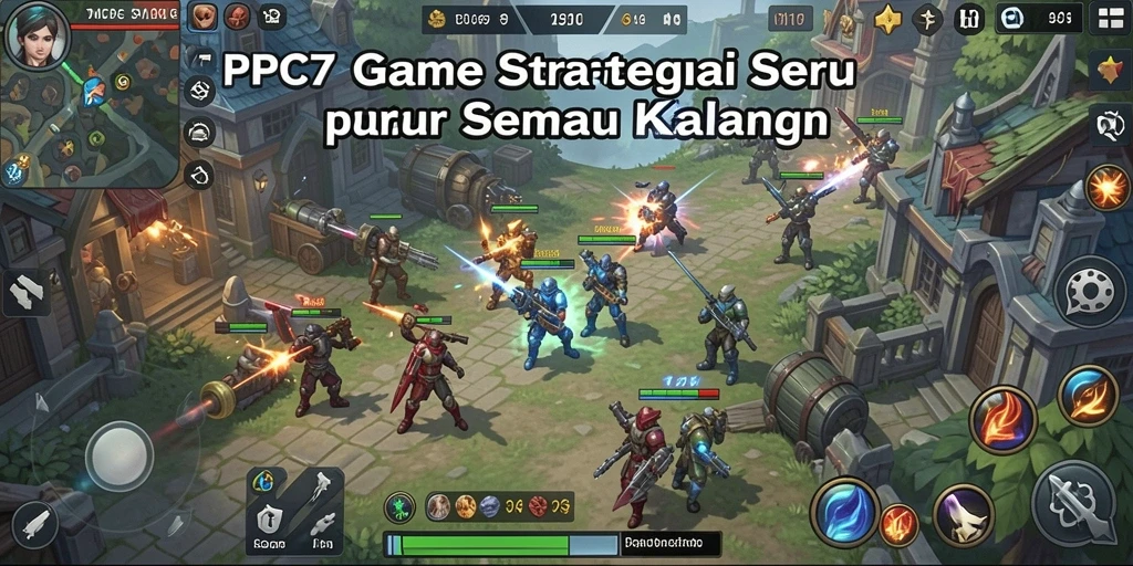 Screenshot utama PCPC7 menampilkan aksi pertempuran strategi yang mendebarkan.