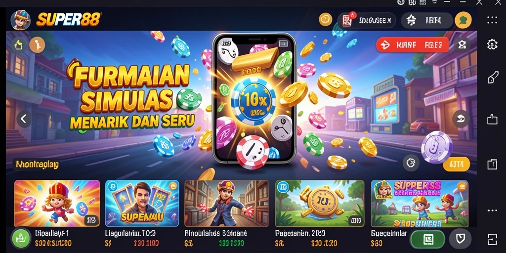 Tangkapan layar SUPER88 menampilkan gameplay simulasi yang imersif dan interaktif.